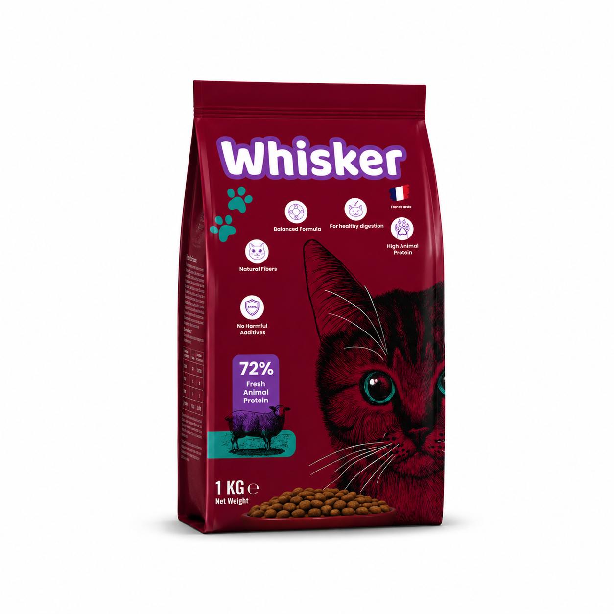 Whisker Adult Cat Dry Food with Beef – 1 KG