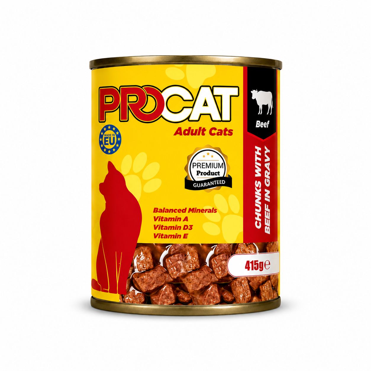 PROCAT Adult Cat Wet Food with Beef in Gravy – 415g