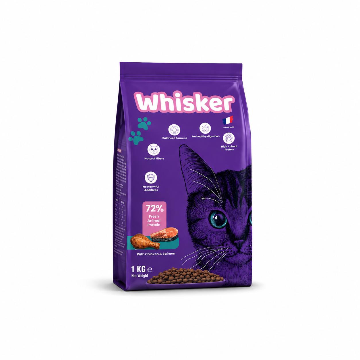 Whisker Adult Cat Dry Food with Chicken & Salmon – 1 KG