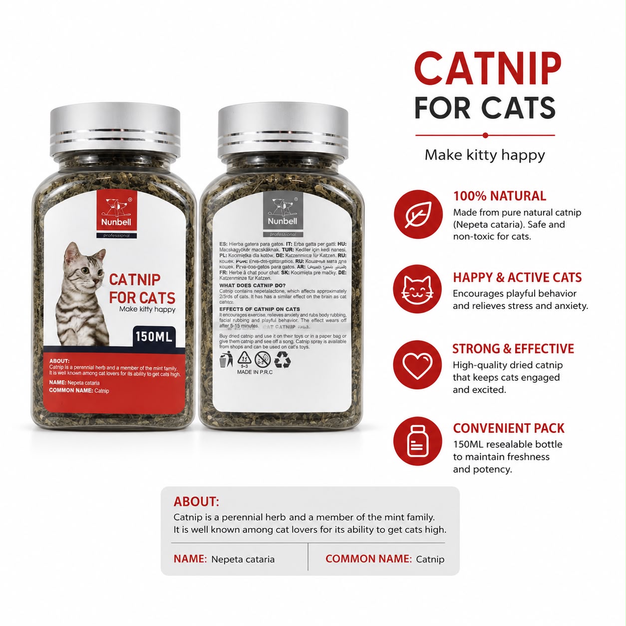 Nunbell Catnip for Cats – 150ml