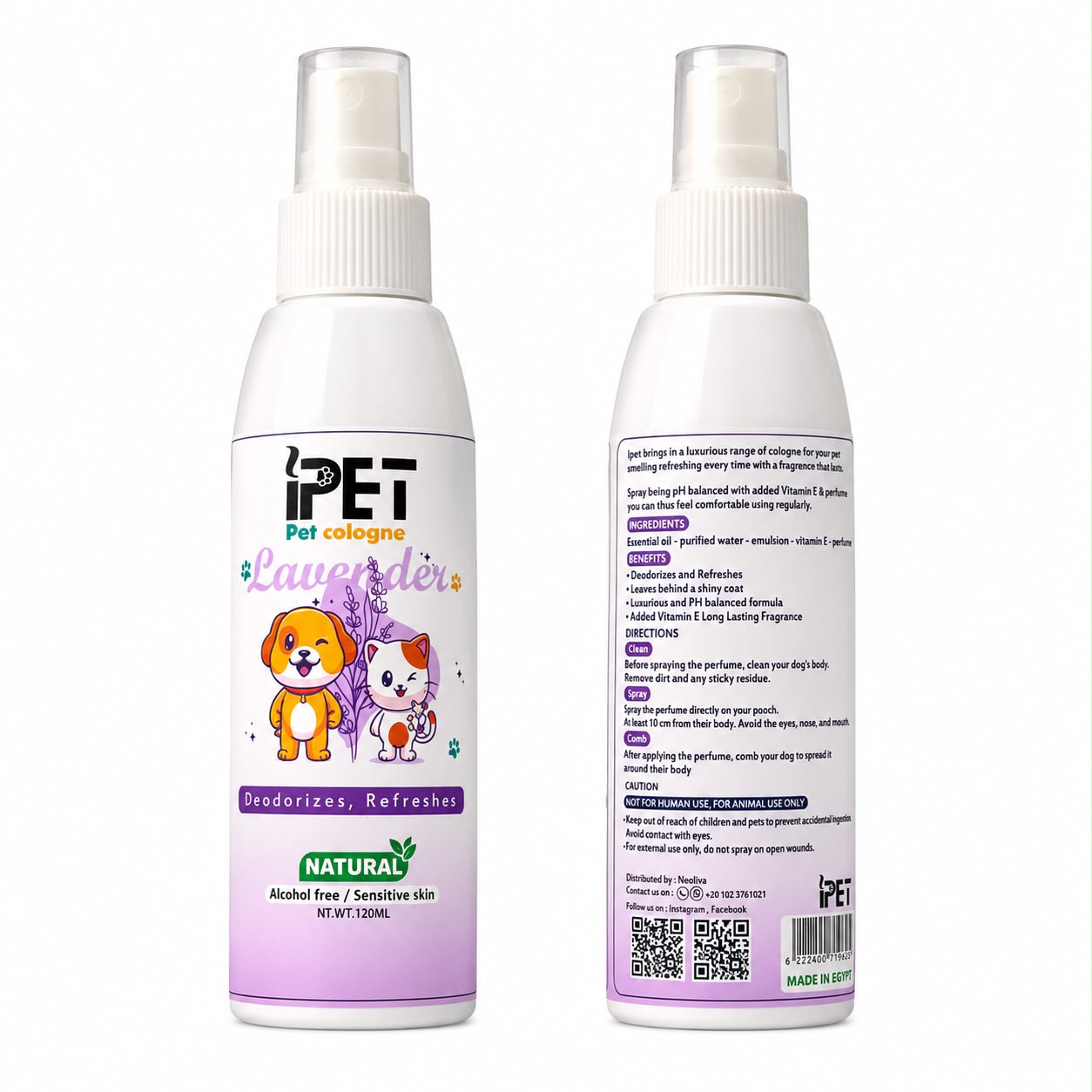 iPET Lavender Pet Cologne Spray for Dogs & Cats - 120ml