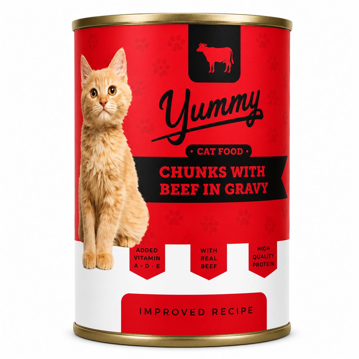 Yummy Cat Food Chunks with Beef in Gravy – 400g
