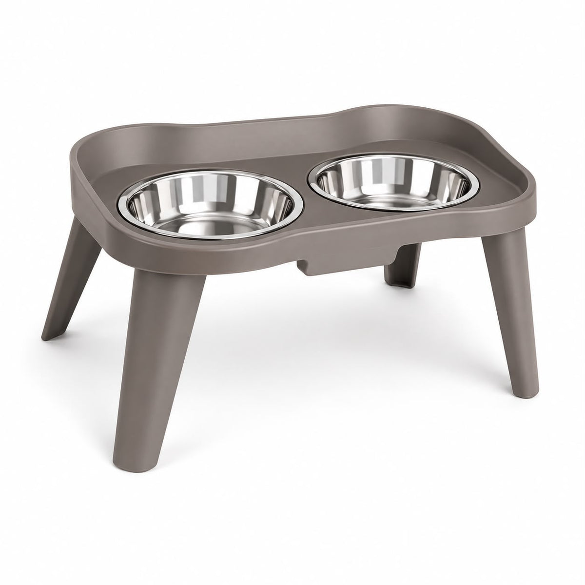Elevated Double Stainless Steel Pet Bowl Stand – Grey