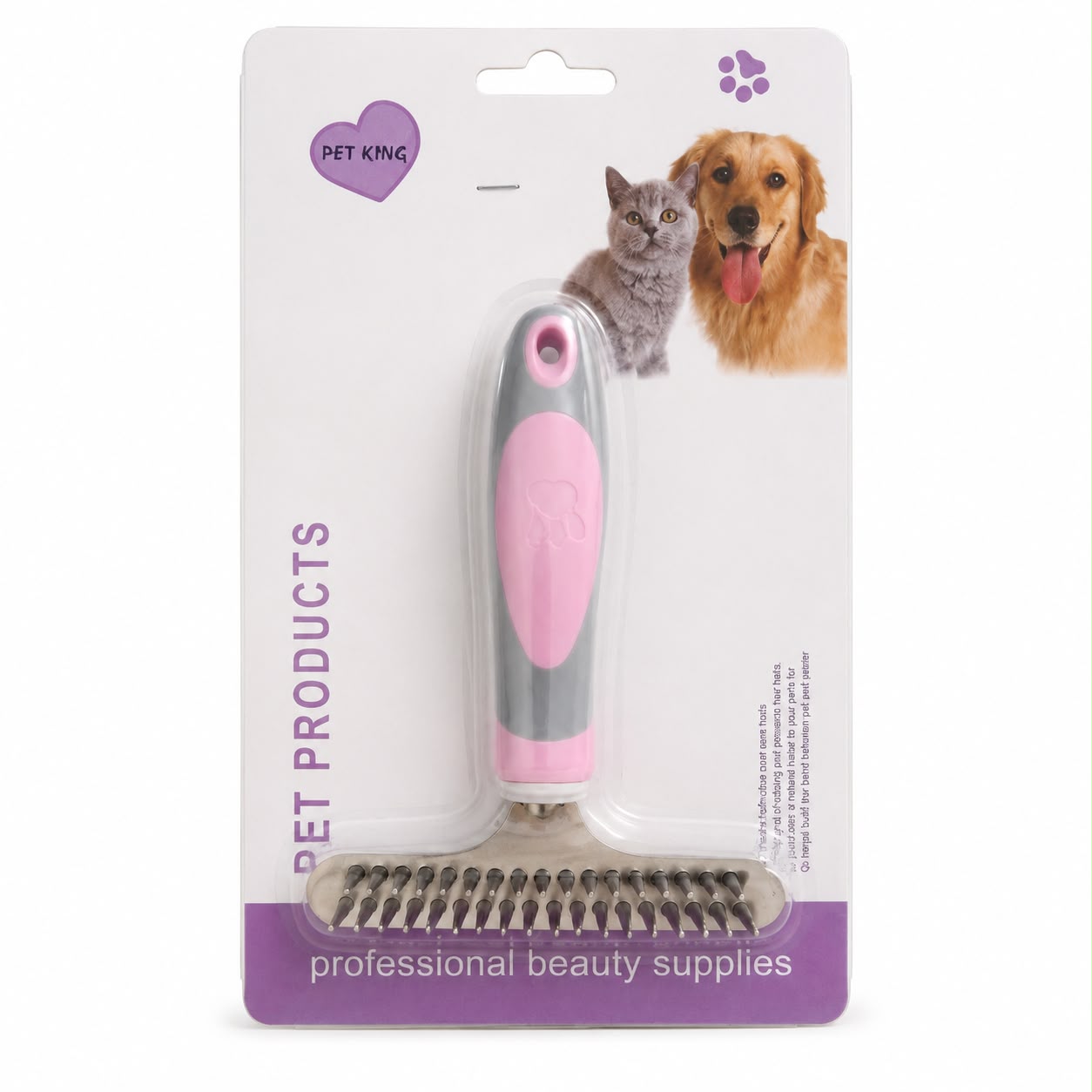 Pet King Professional Grooming Rake Brush for Dogs & Cats