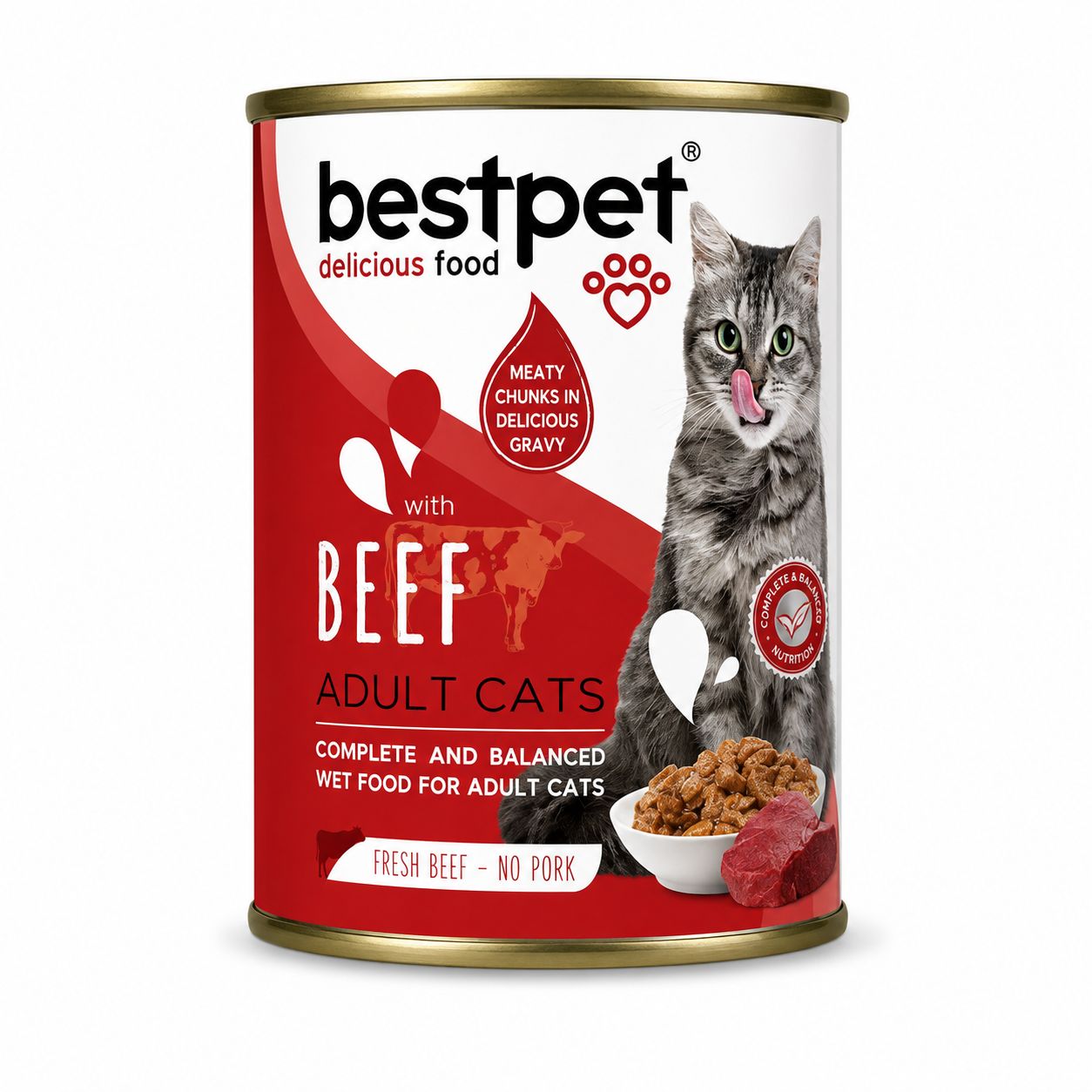 BestPet Beef Chunks in Gravy Wet Food for Adult Cats – 400g