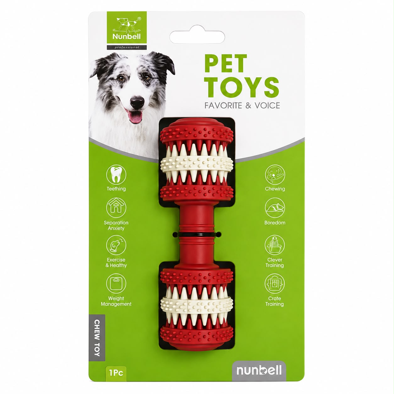 Dental Cleaning Dumbbell Chew Toy for Dogs – Interactive Rubber Teeth Cleaning Toy