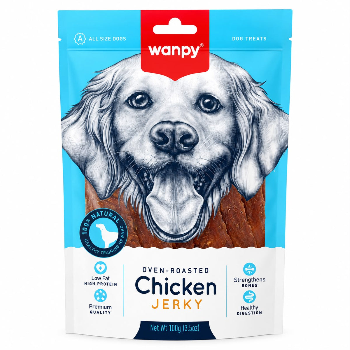 Wanpy Oven-Roasted Chicken Jerky Dog Treats – 100g