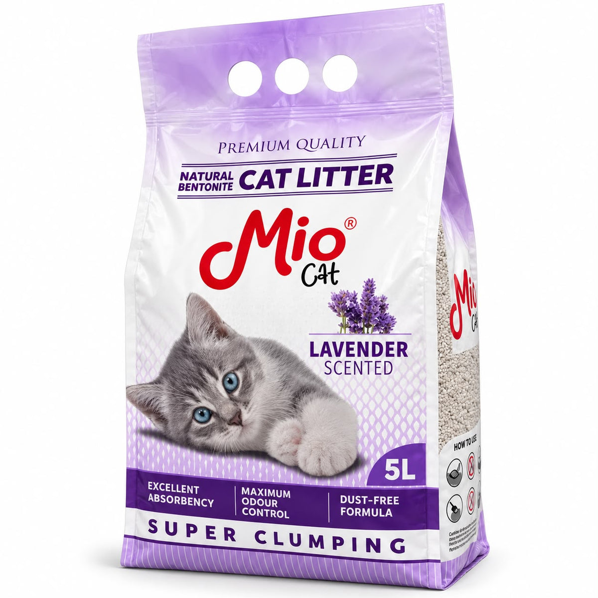 Mio Cat Super Clumping Natural Bentonite Cat Litter – Lavender Scented, 5L