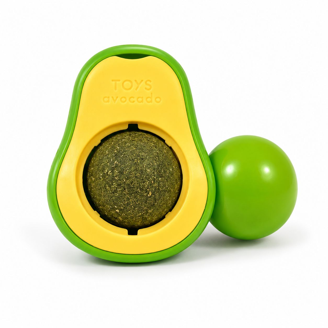 Avocado Catnip Ball Toy – Green & Yellow