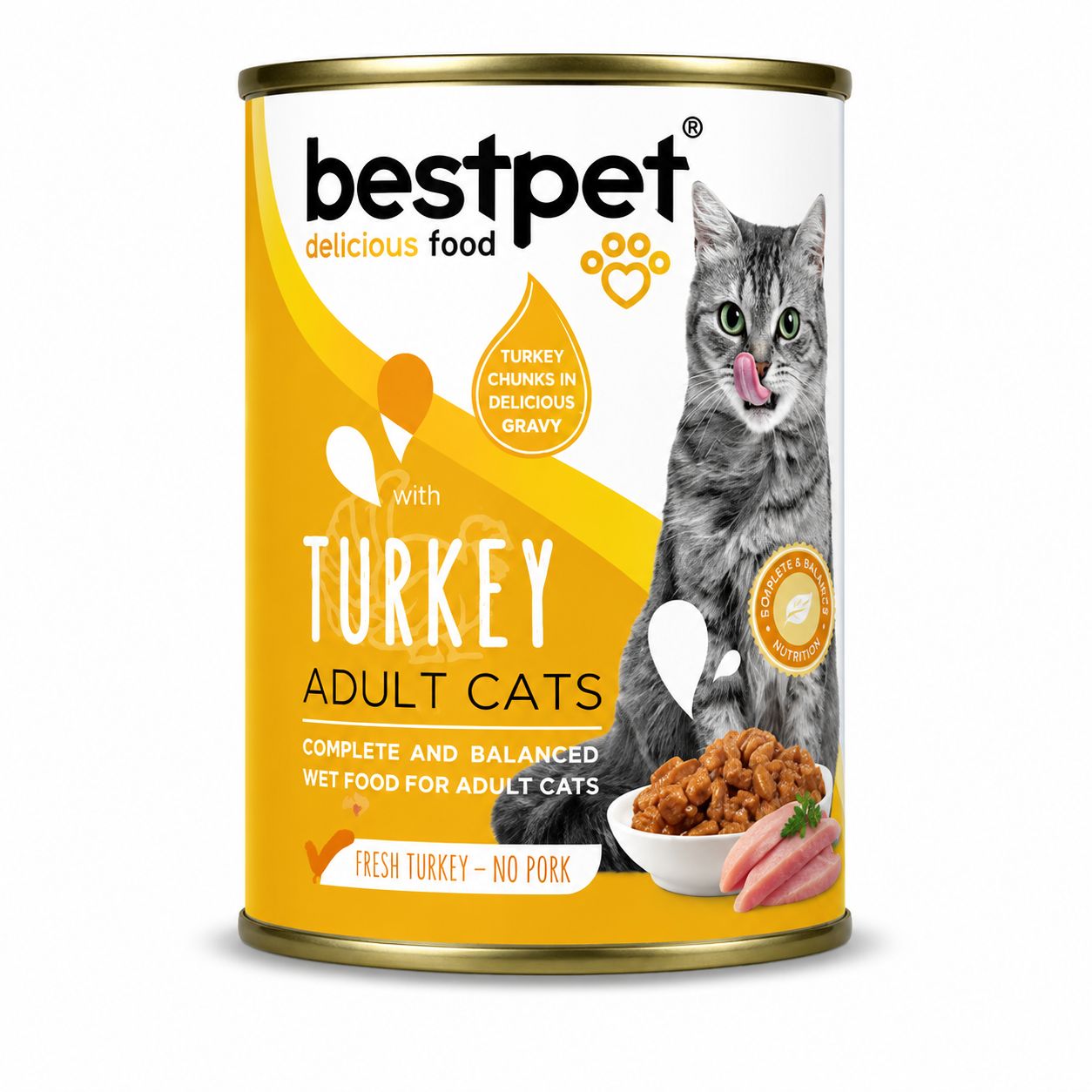 BestPet Turkey Chunks in Gravy Wet Food for Adult Cats – 400g