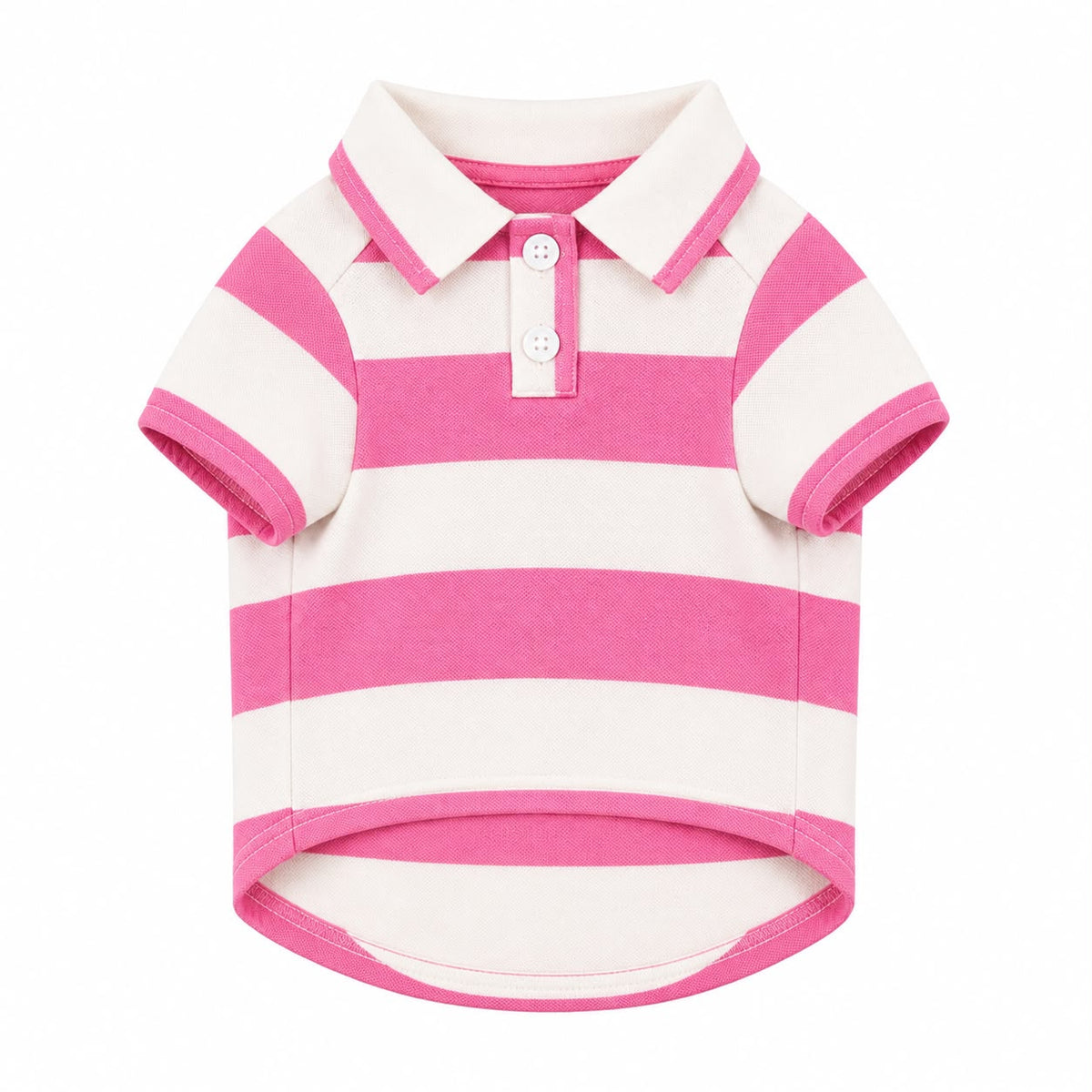 Pink & White Striped Polo Shirt for Dogs – XS