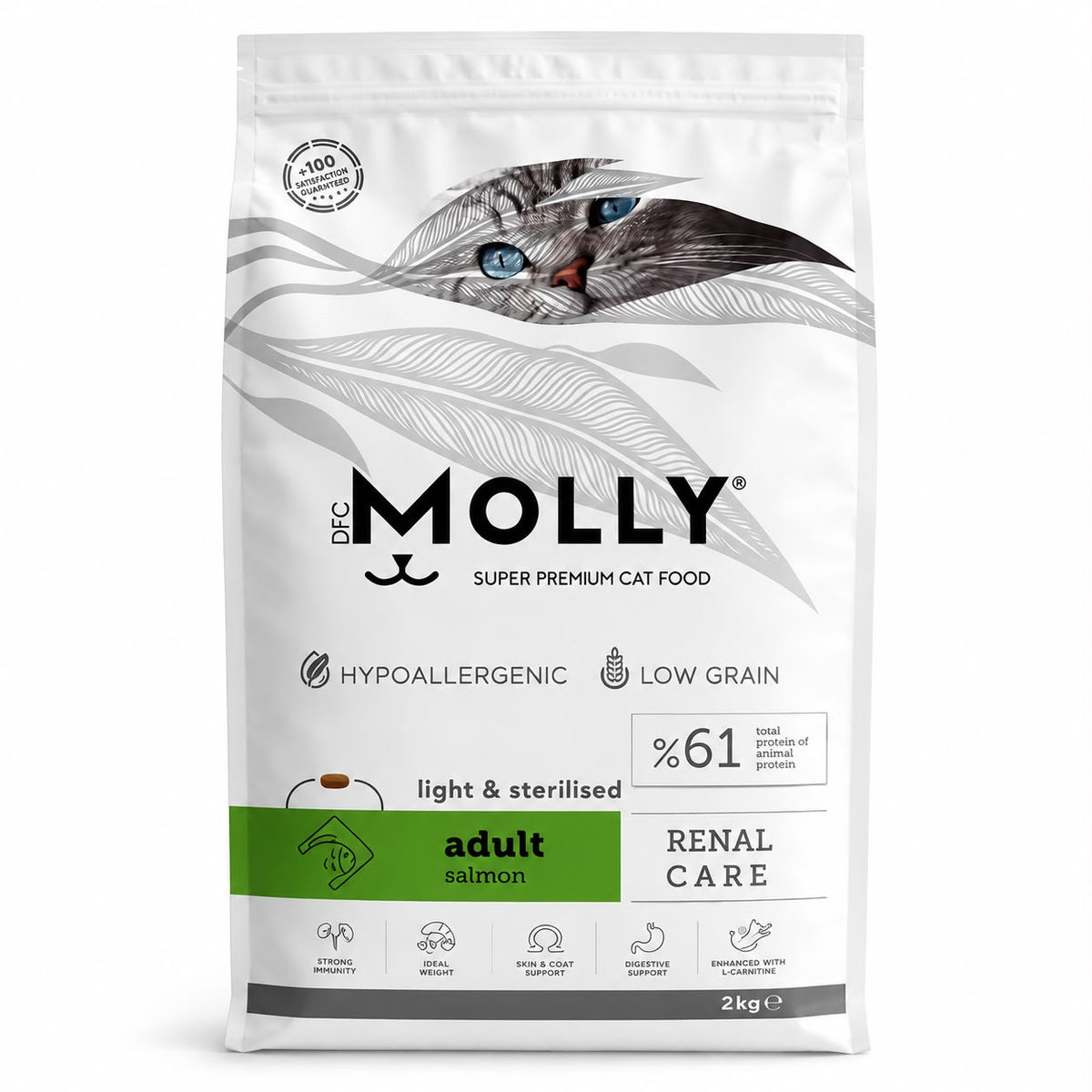DFC Molly Light & Sterilised Adult Cat Food with Salmon – Renal Care, 2 kg
