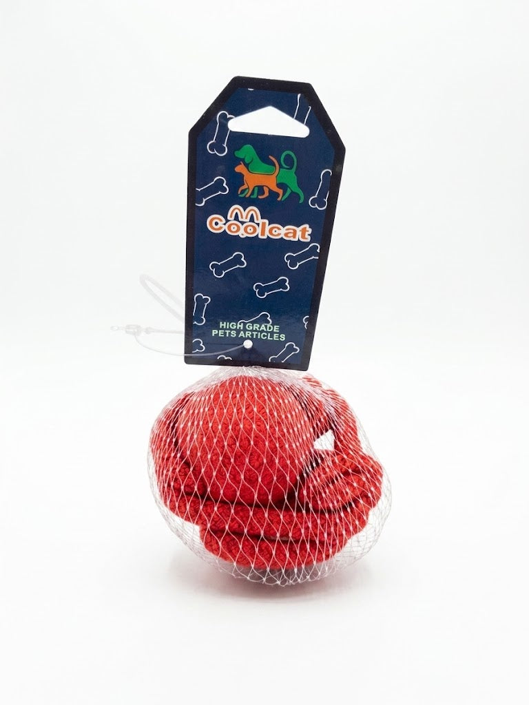 Coolcat High-Grade Knotted Red Rope Ball & Tug Pet Toy