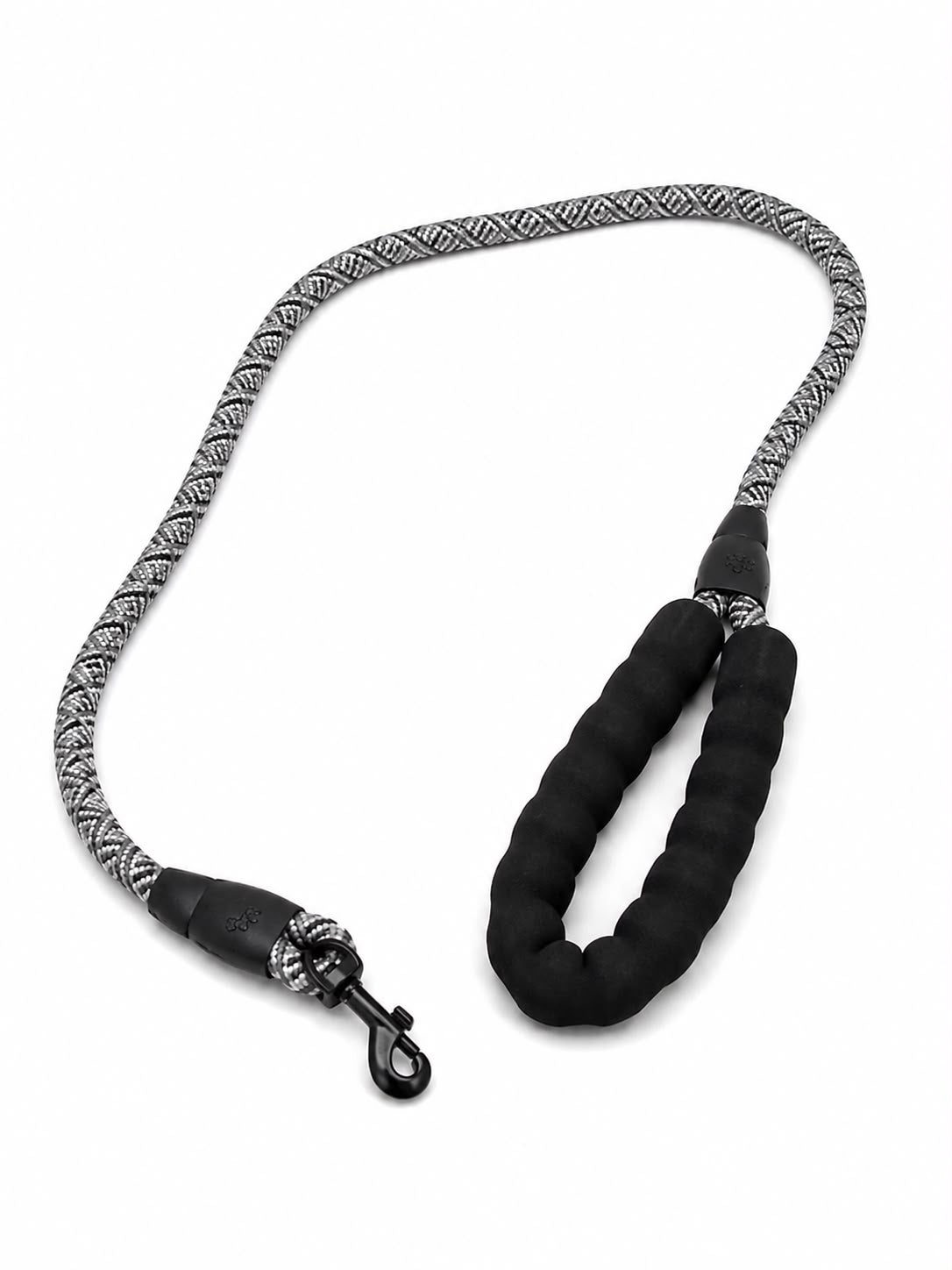 Silver & Black Braided Dog Leash – 120 cm