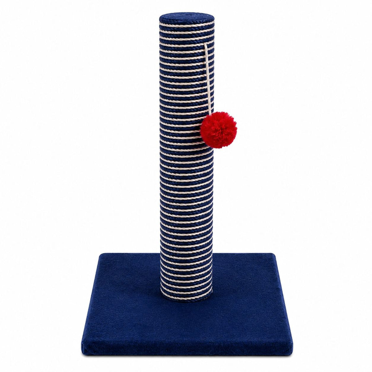 Blue Cat Scratching Post with Hanging Pom-Pom Toy