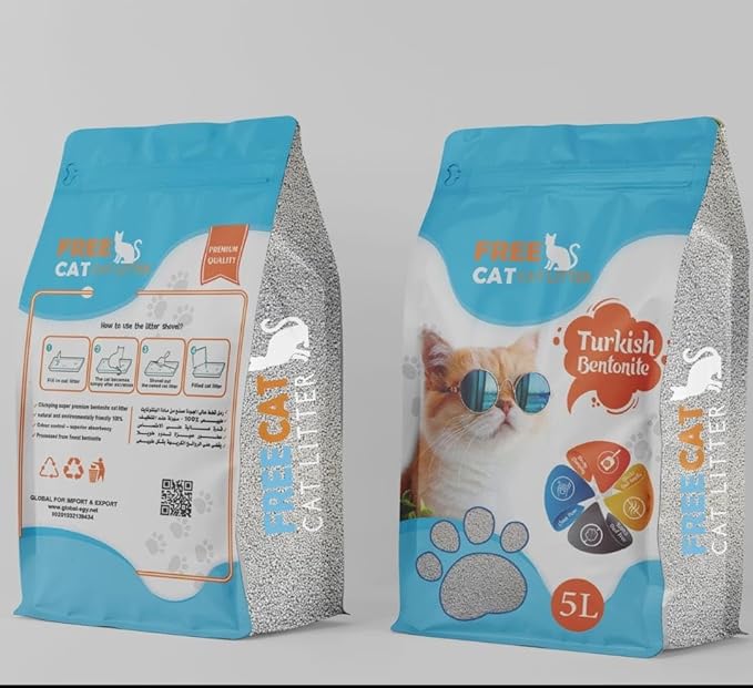 Free Cat Turkish Carbon Cat Litter, Natural Bentonite, Lavender Scent, White & Colored Granules, 5L