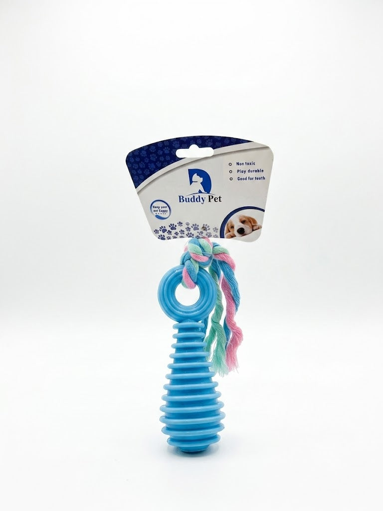 Buddy Pet Blue Ribbed Dental Stick & Braided Tug Rope Dog Chew Toy