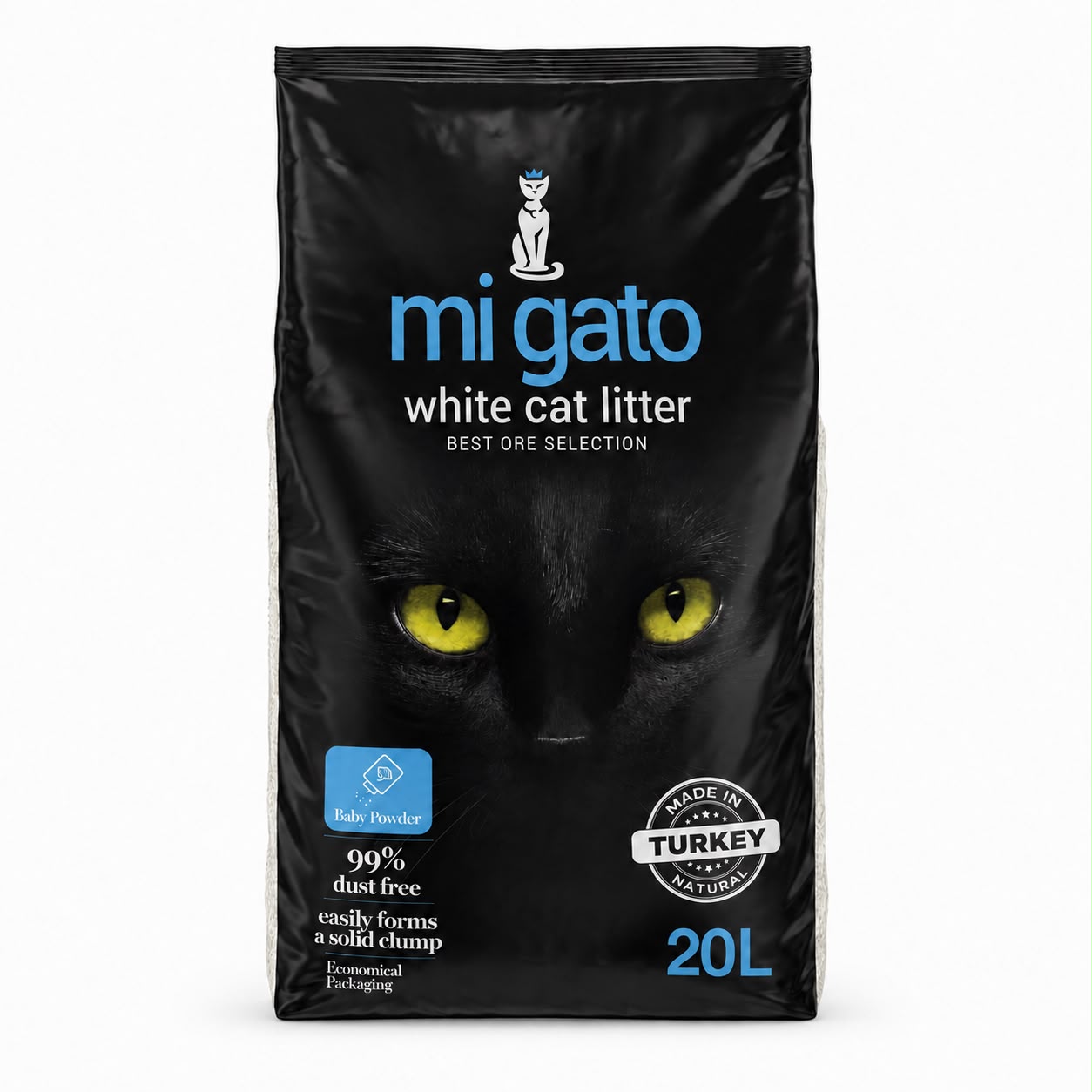 Mi Gato White Cat Litter – Baby Powder Scent – 20L