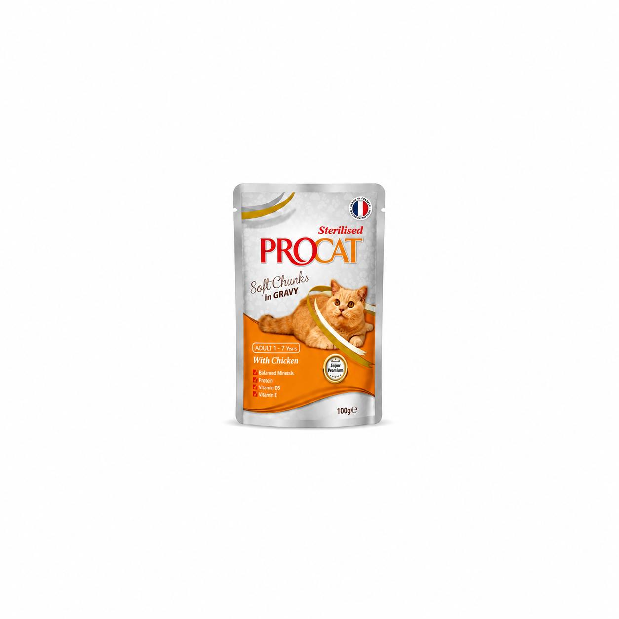 PROCAT Sterilised Soft Chunks in Gravy with Chicken - 100g