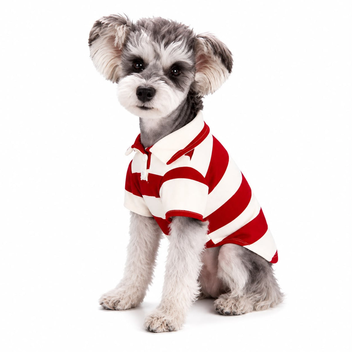 Red & White Striped Polo Shirt for Dogs – XS