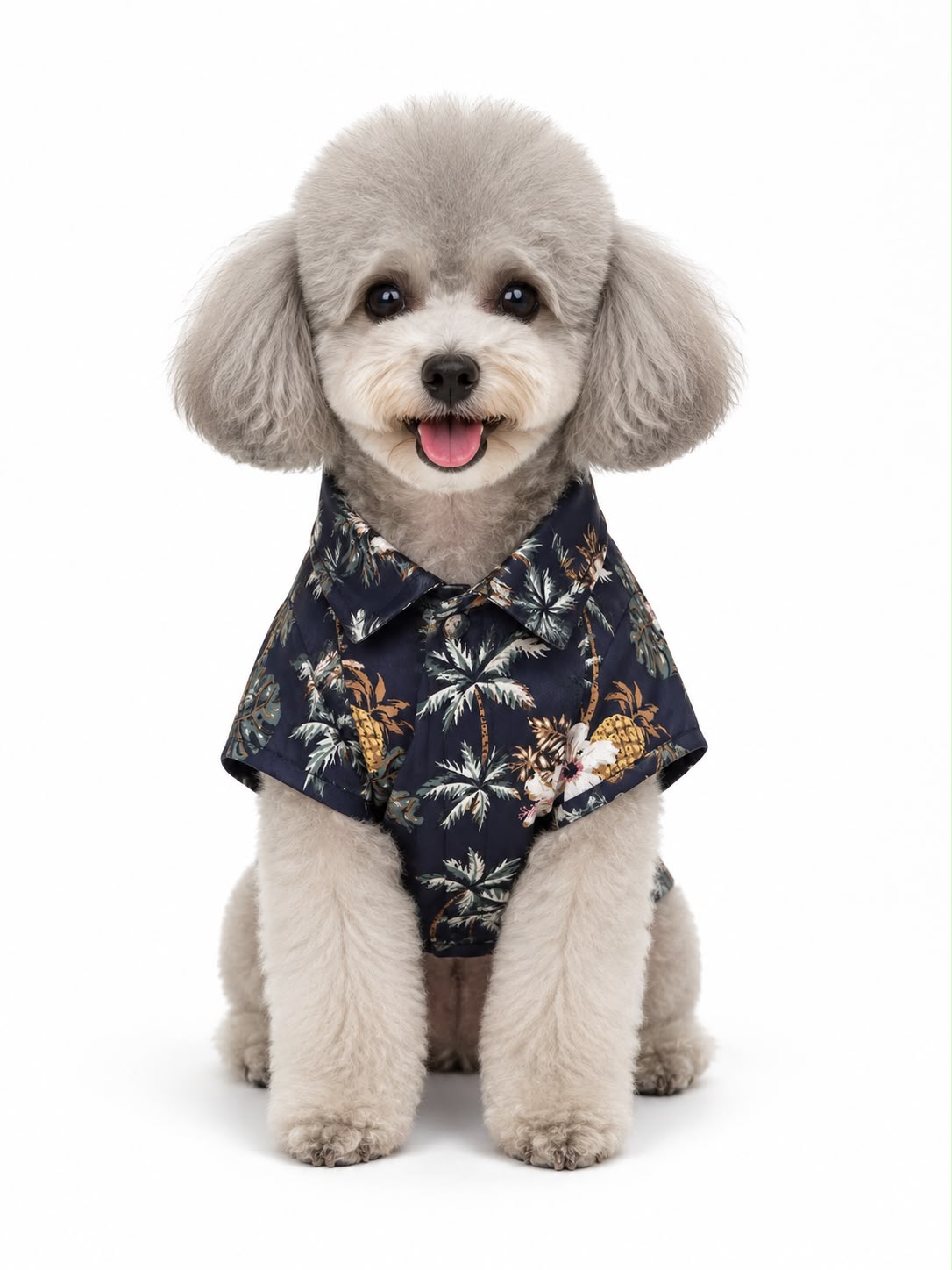 Navy Tropical Print Dog Shirt – XL