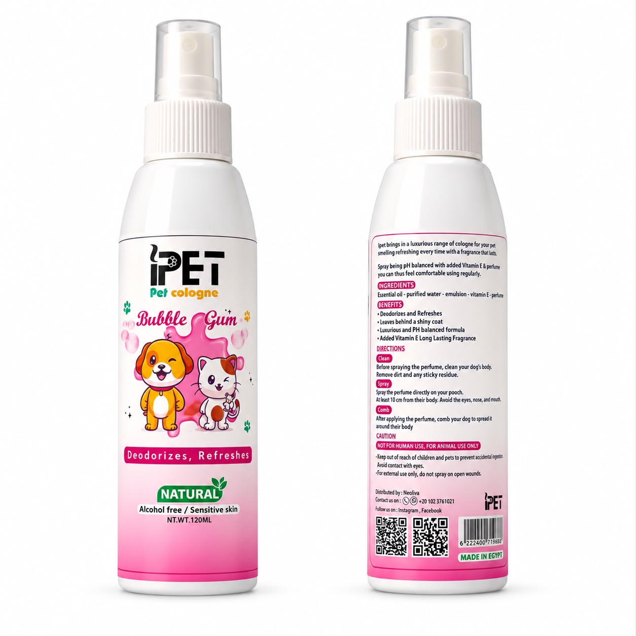 iPET Bubble Gum Pet Cologne Spray for Dogs & Cats - 120ml