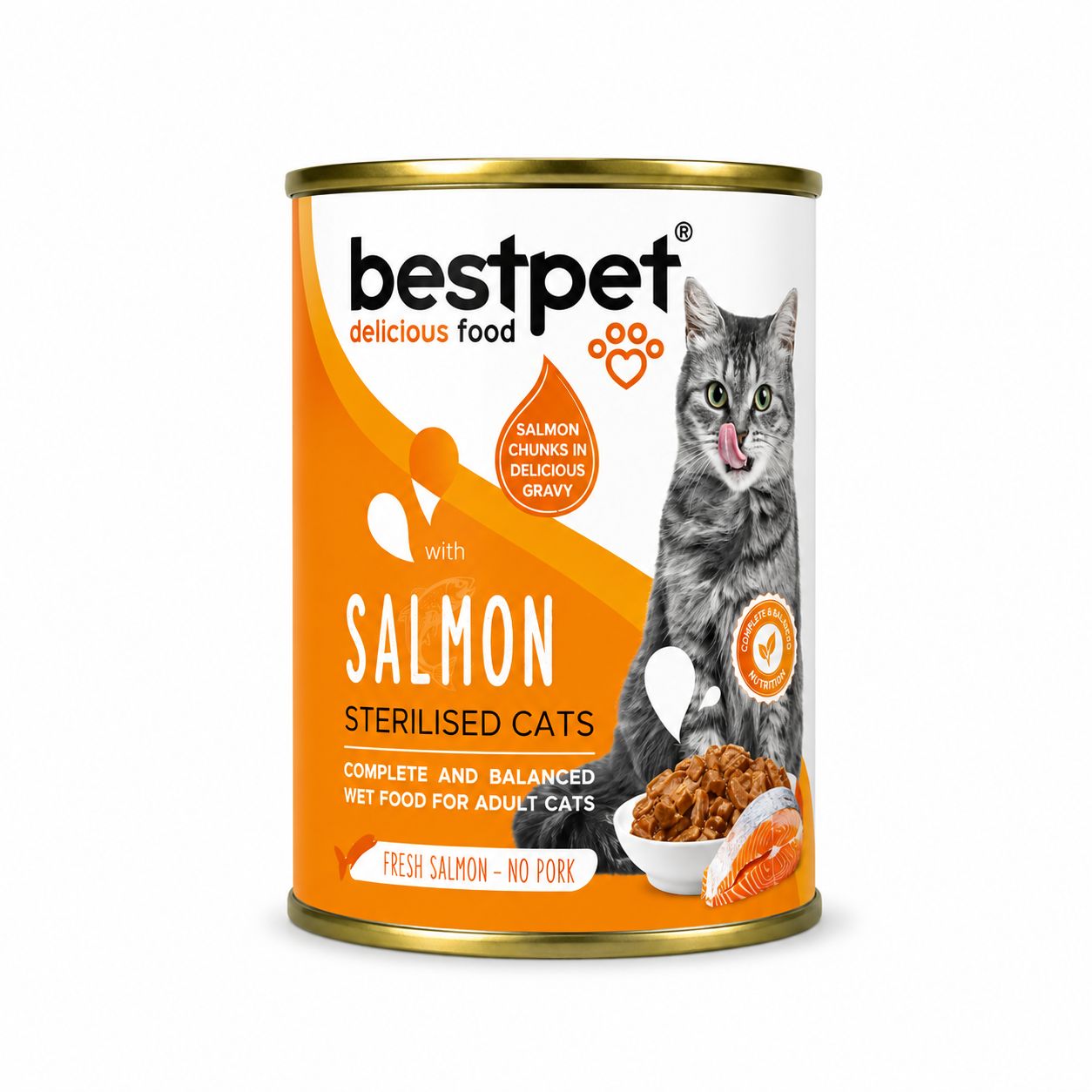 BestPet Salmon Chunks in Gravy for Sterilised Cats – 400g