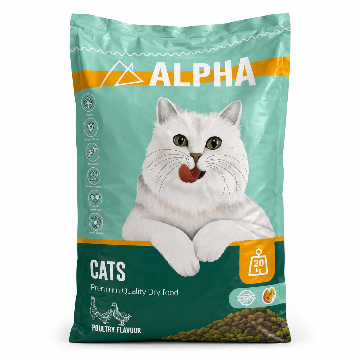 Alpha Premium Quality Cat Dry Food – Poultry Flavour – 20kg