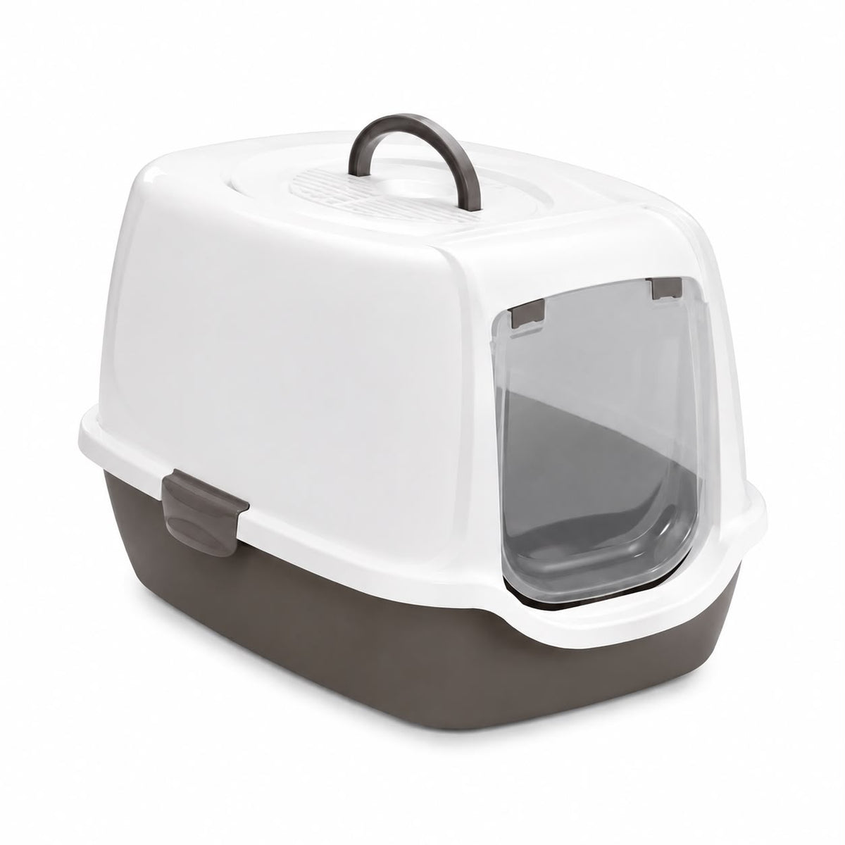 MPS Pixi Hooded Cat Litter Box with Door – Grey & White – 52 × 39 × 39 cm