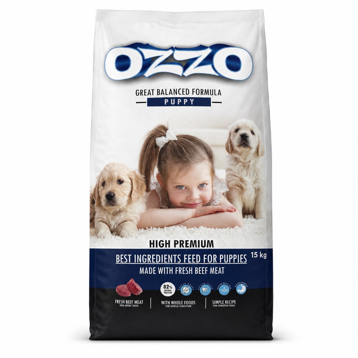 OZZO Puppy High Premium Dry Food – Fresh Beef Meat – 15kg