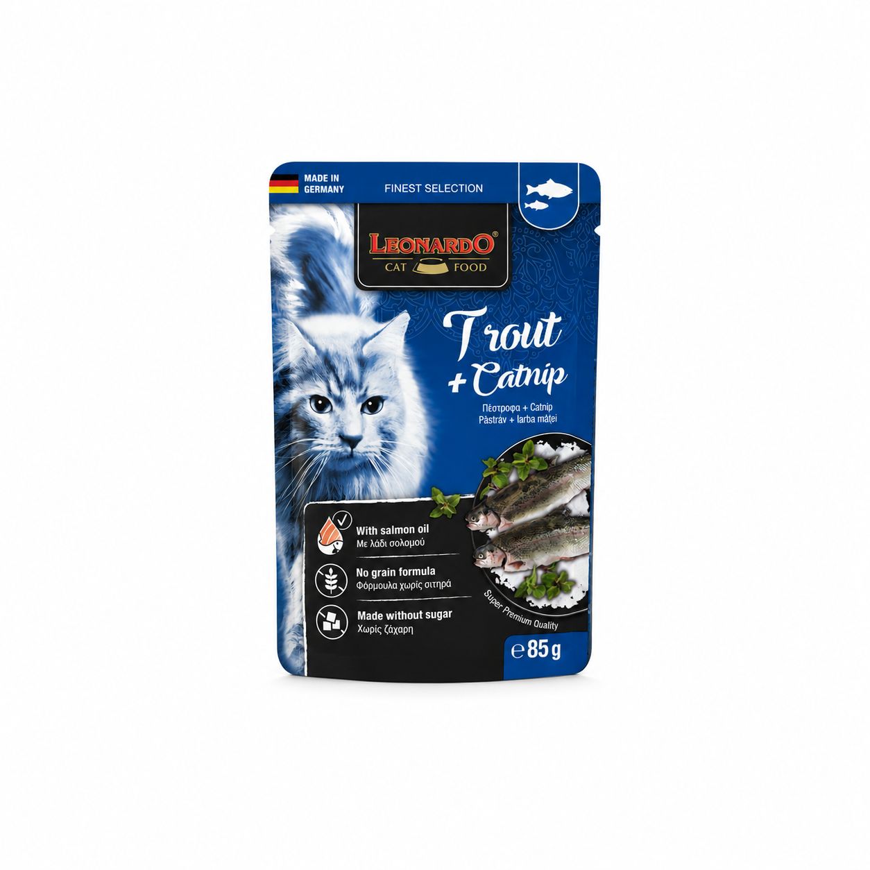 Leonardo Finest Selection Trout + Catnip Wet Food for Adult Cats 85g