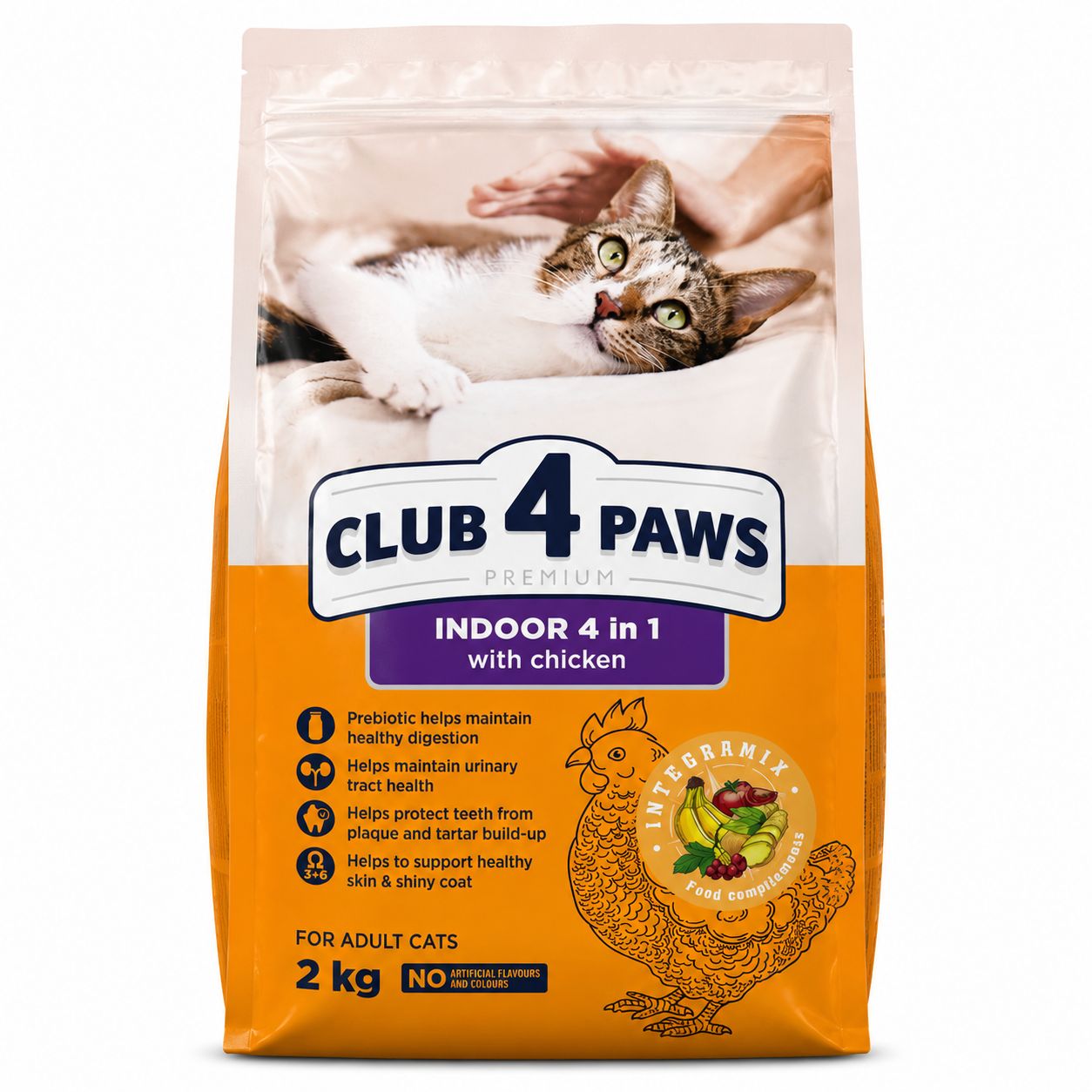 Club 4 Paws Premium Indoor 4 in 1 Adult Cat Food with Chicken 2kg