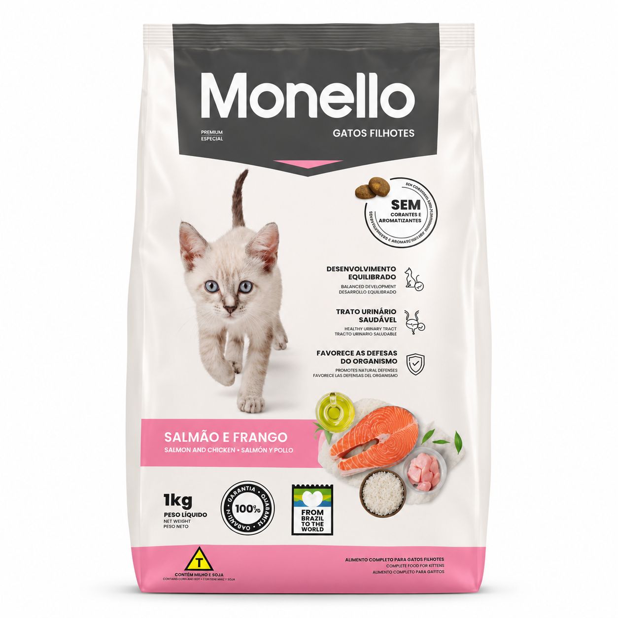 Monello Cat Filhotes Salmon & Chicken Kitten Food 1kg