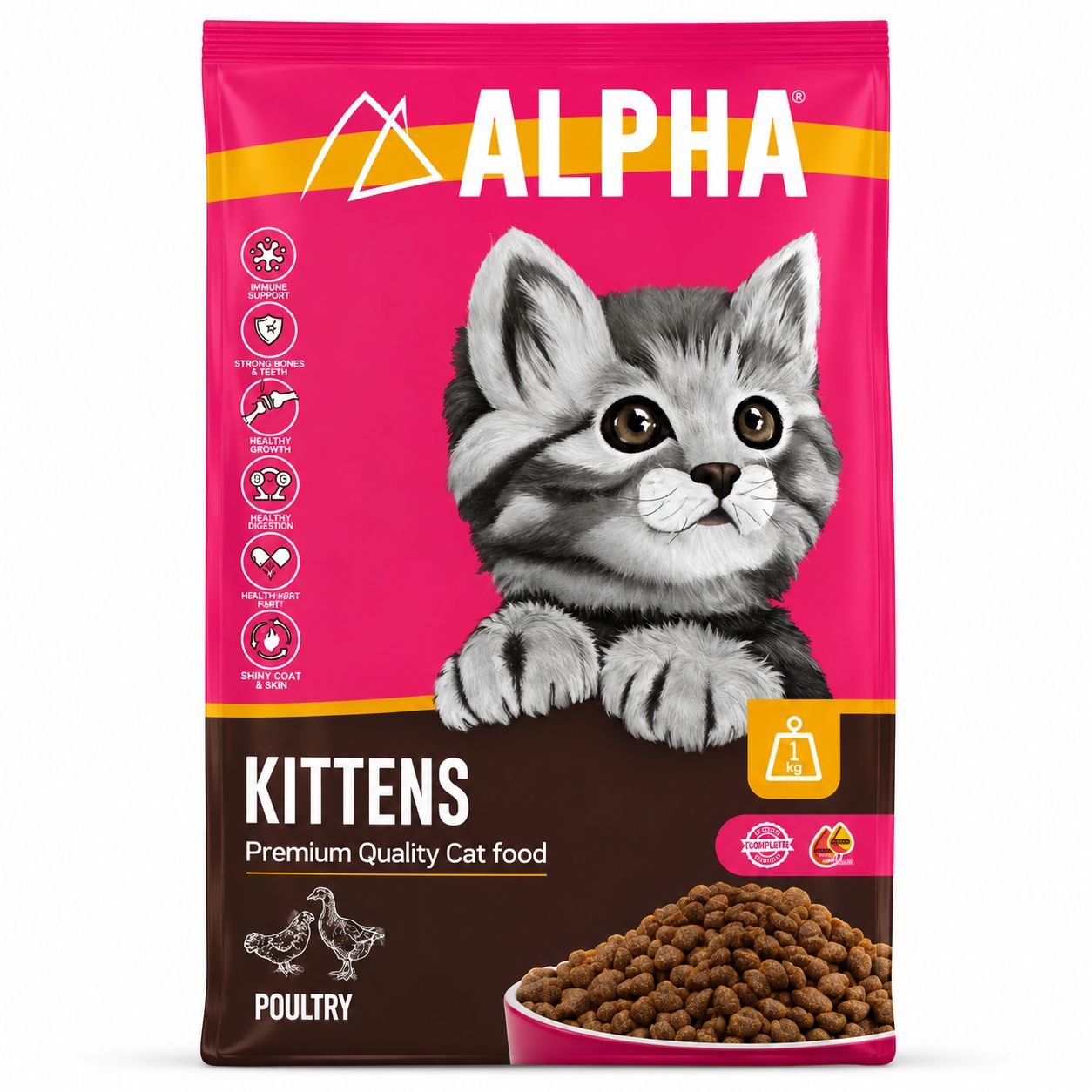 Alpha Kittens Premium Quality Cat Food Poultry 1kg