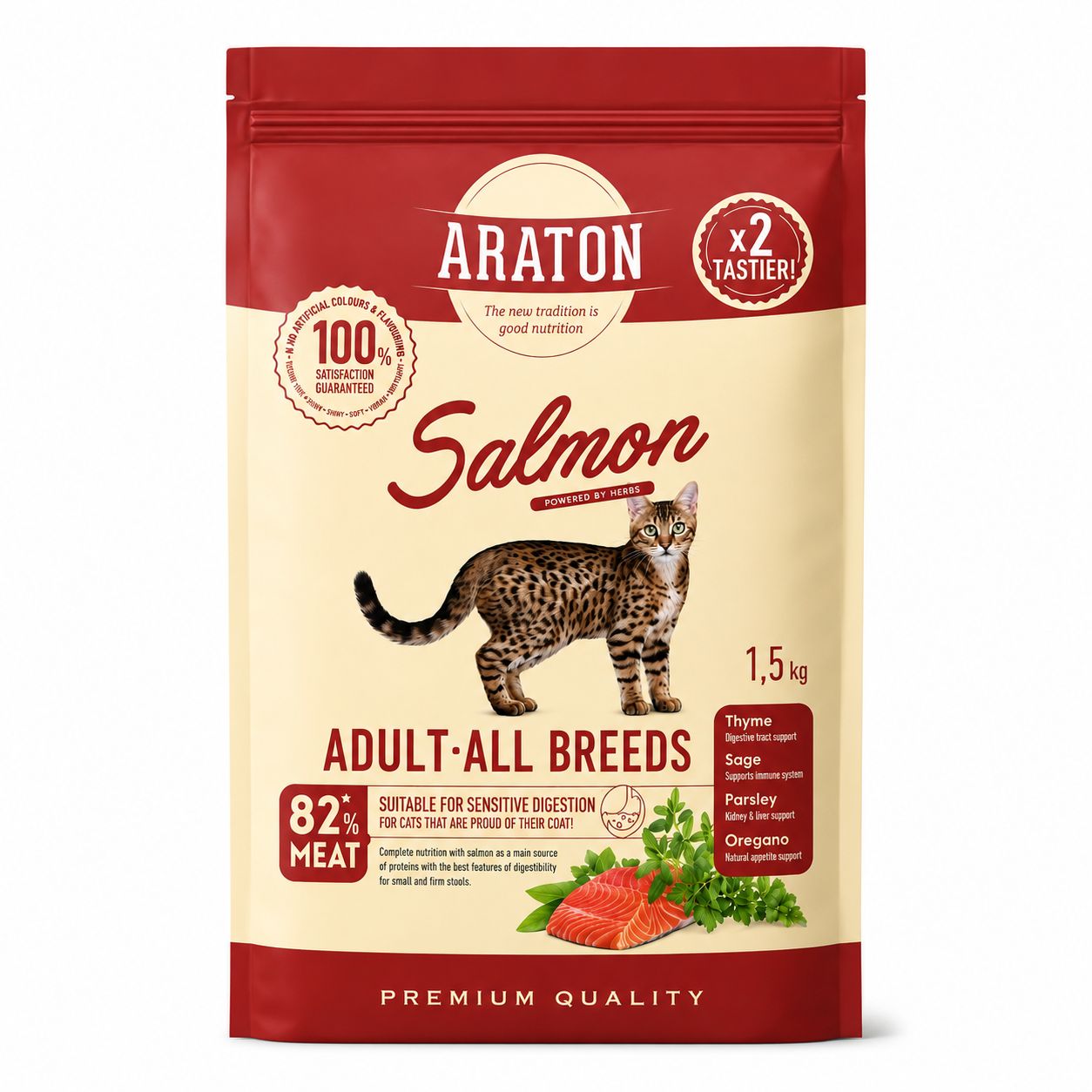 Araton Adult Cat Food with Salmon – 1.5 KG
