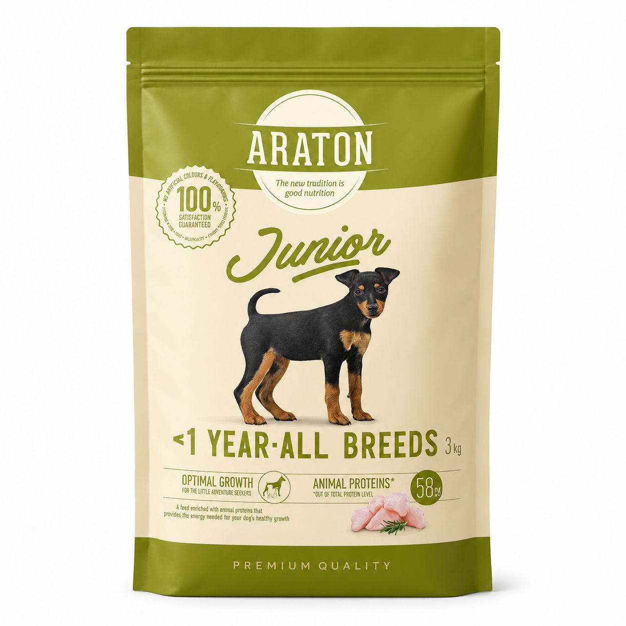 Araton Junior Dog Food with Poultry – 3kg