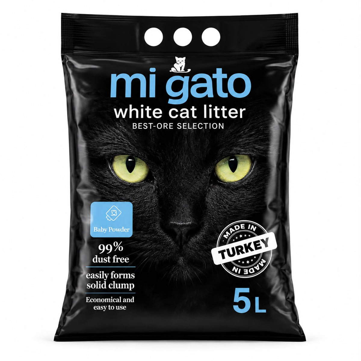Migato Cat Litter - White Cat Litter - Multiple Scents - 5L (Baby Powder)