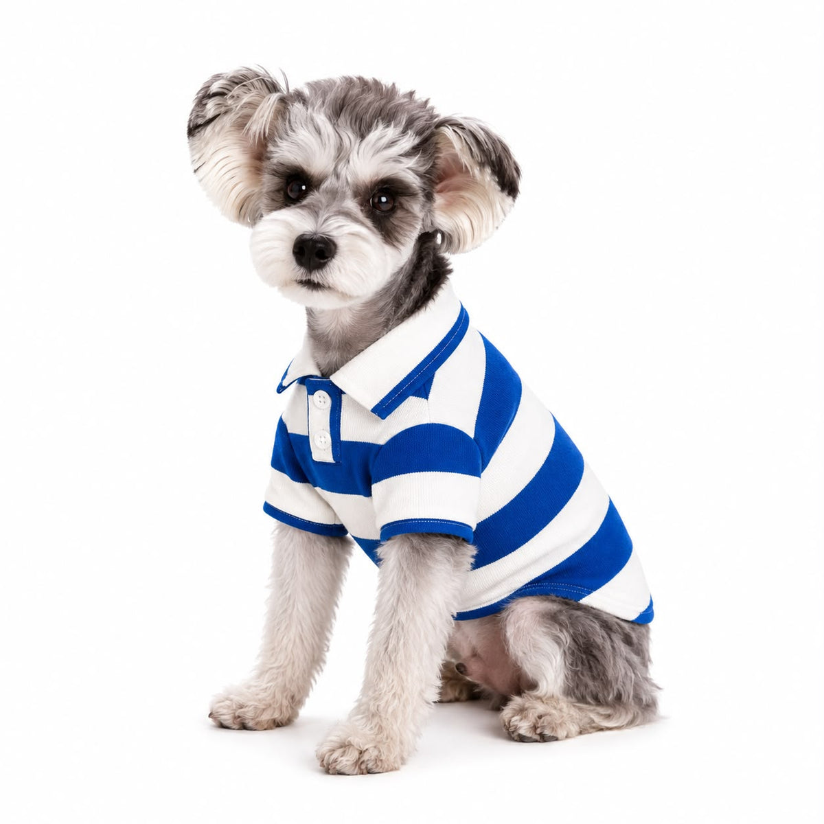 Blue & White Striped Polo Shirt for Dogs – Large