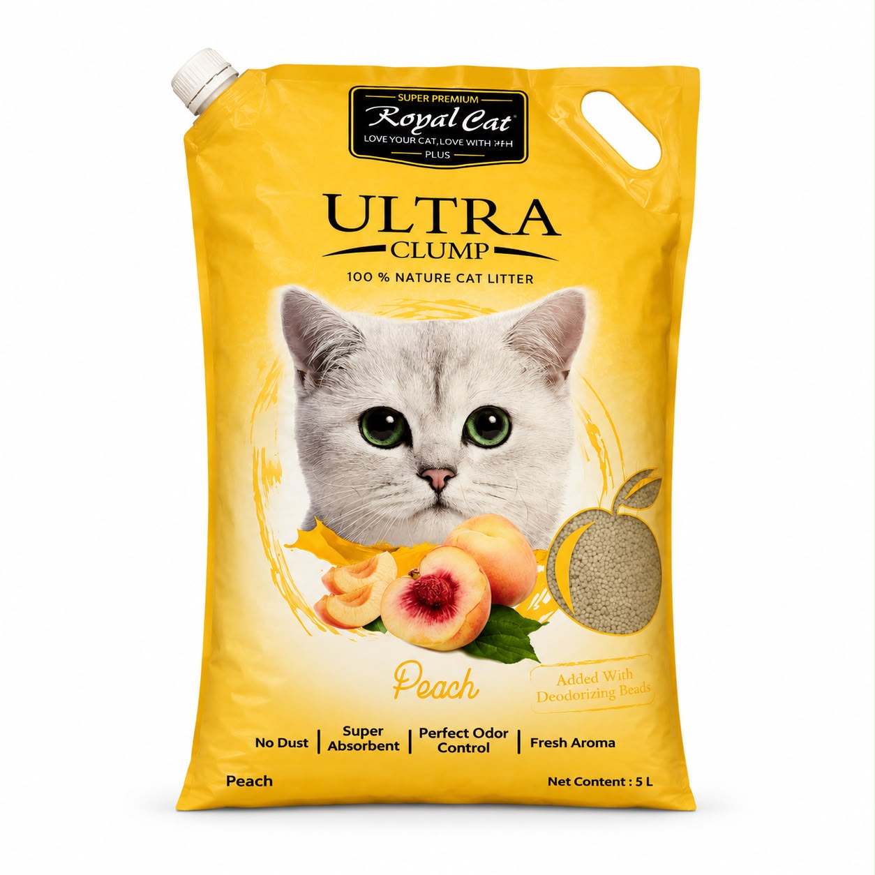 Royal Cat Plus Ultra Clump Peach Scented Cat Litter – 5L