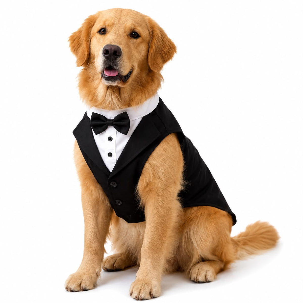 Elegant Dog Tuxedo Suit with Bow Tie – Black & White, XXL
