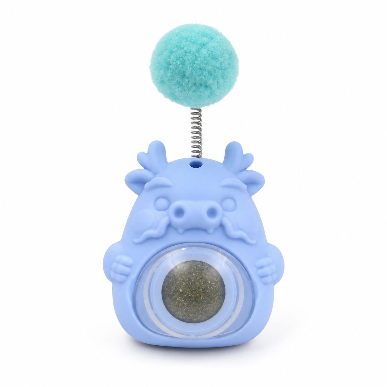 Interactive Catnip Toy with Spring Pom-Pom – Blue