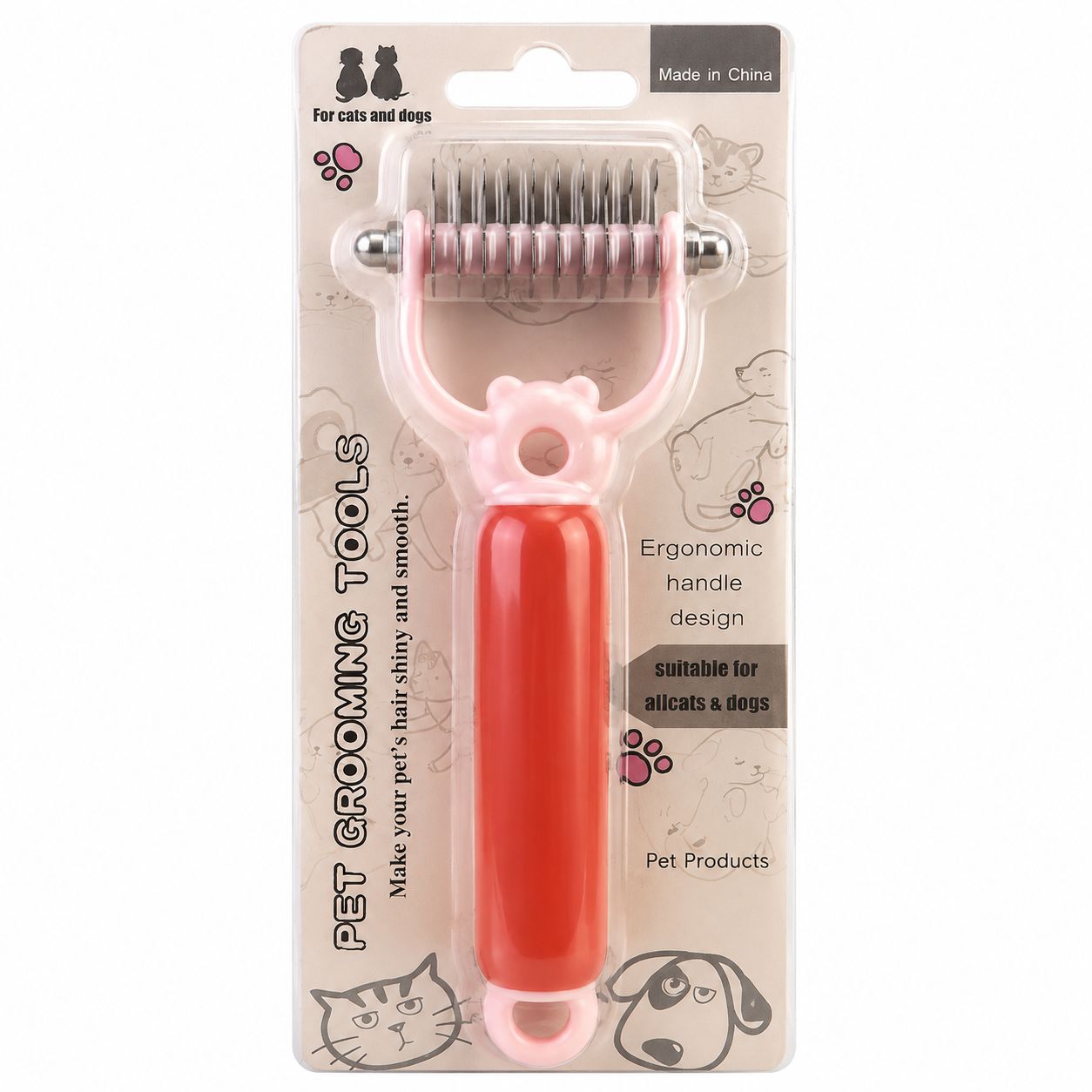 Double-Sided Stainless Steel Pet Grooming Comb for Dogs & Cats