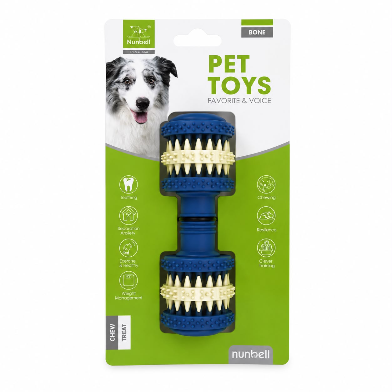 Dental Cleaning Dumbbell Chew Toy for Dogs – Interactive Rubber Teeth Cleaning Toy