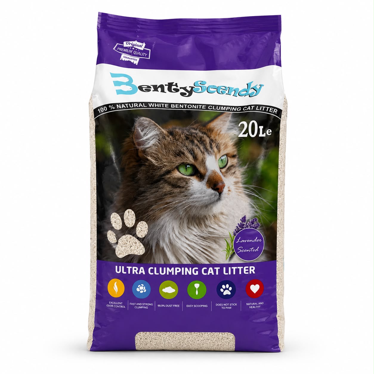 Benty Scendy Ultra Clumping Cat Litter – Lavender Scented – 20L