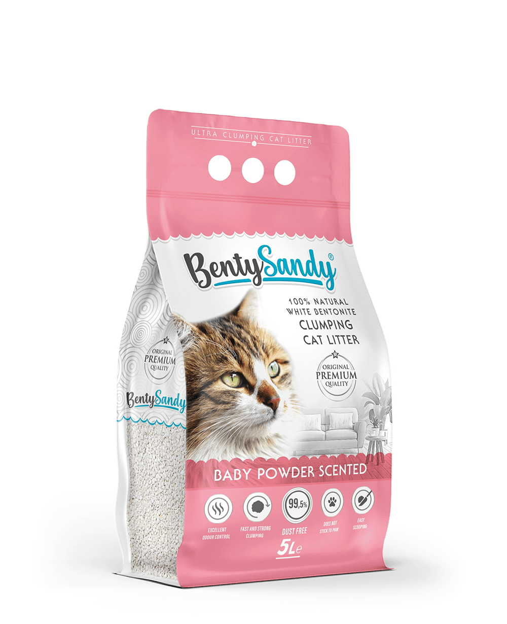 BentySandy Ultra Clumping White Bentonite Cat Litter - Baby Powder Scent 5L