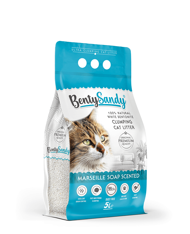 BentySandy White Bentonite Cat Litter Marseille Soap Scent 5L