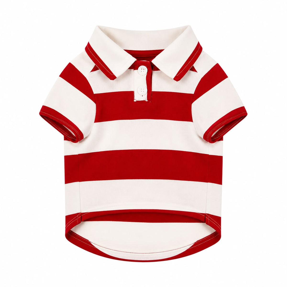 Red & White Striped Polo Shirt for Dogs – Small