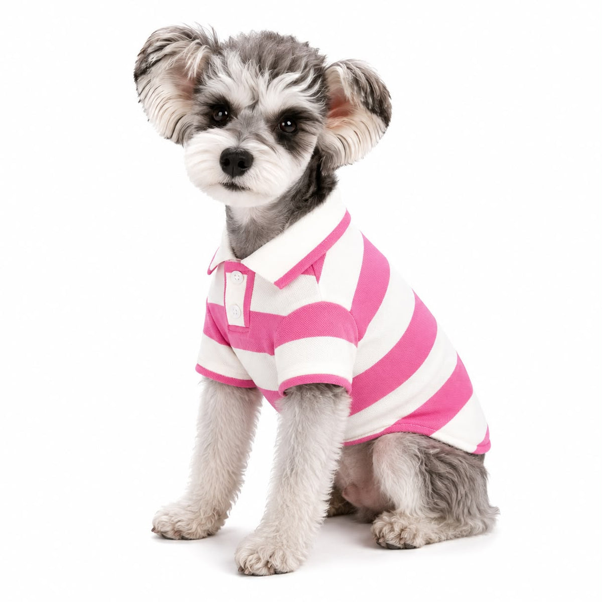 Pink & White Striped Polo Shirt for Dogs – XS