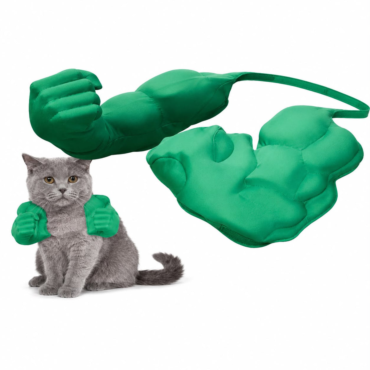 Funny Muscle Arms Cat Costume – Green | Large