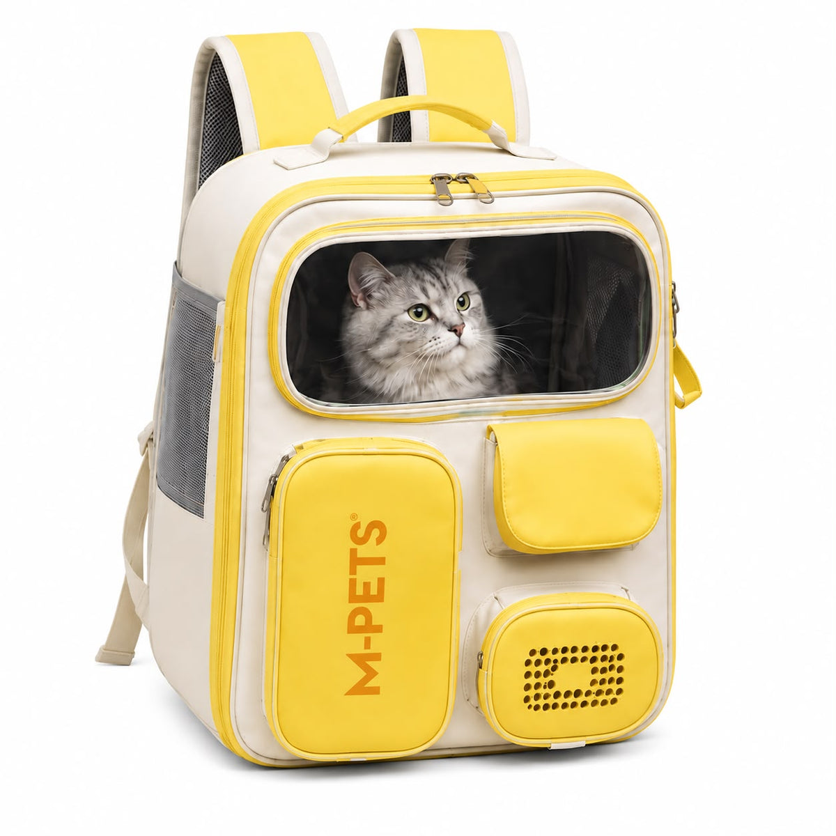 M-PETS Multi-Pocket Pet Carrier Backpack – Yellow